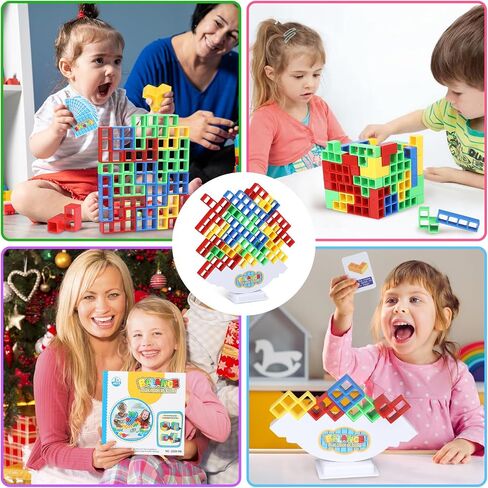 Rachan 64Pcs Puzzle Teasers Toy, Tetra Balance Tower Stacking Games,Fun Balance Game,Educational Gift for Kids(There are 2 Bases= 2 Sets of 32Pcs) in Saudi Arabia