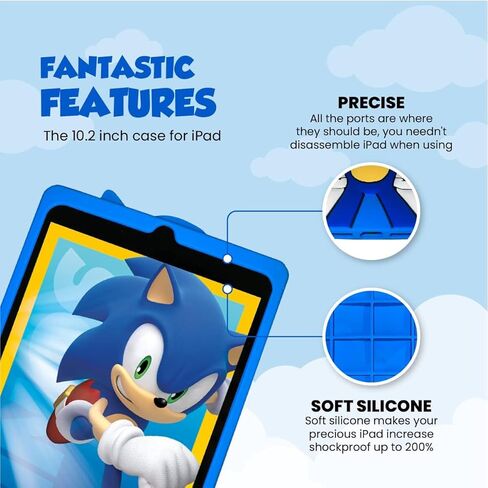 Sonic The Hedgehog iPad Silicone Back Case Cover, Anti Slip Rubber Protective Skin Soft Bumper for iPad 9th (2021)/8th (2020)/7th (2019) Gen (Sonic) in Saudi Arabia