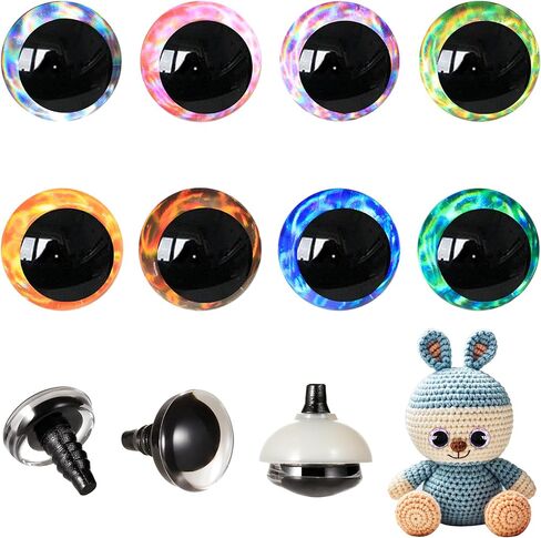 MUCUNNIA 20pcs 30mm 3D Glitter Safety Eyes for Crocheting with Washers Safety Eyes for Amigurumi Tie Dye Laser Crochet Safety Eyes for Crochet Animals Crafts Easter Decor Crochet Accessories in Kuwait