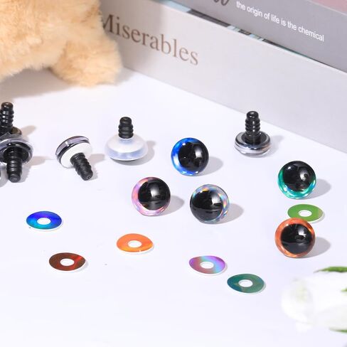 MUCUNNIA 20pcs 30mm 3D Glitter Safety Eyes for Crocheting with Washers Safety Eyes for Amigurumi Tie Dye Laser Crochet Safety Eyes for Crochet Animals Crafts Easter Decor Crochet Accessories in Kuwait