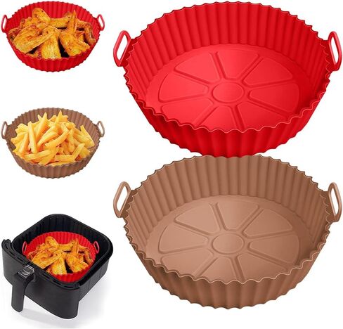 Silicone Air Fryer Liners for Ninja AF101 4QT AF141 5QT AF150 AF161 XL MAX 5.5QT for Ninja Foodi and Most 3-5 Quart Airfryers, Air Fryer Oven Microwave Accessories, Better than Disposable Paper Liner in Saudi Arabia