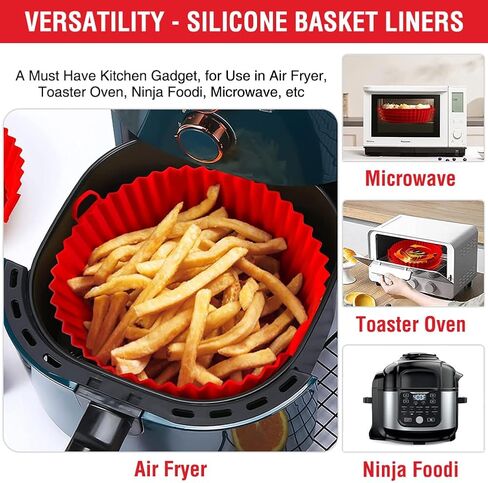 Silicone Air Fryer Liners for Ninja AF101 4QT AF141 5QT AF150 AF161 XL MAX 5.5QT for Ninja Foodi and Most 3-5 Quart Airfryers, Air Fryer Oven Microwave Accessories, Better than Disposable Paper Liner in Saudi Arabia