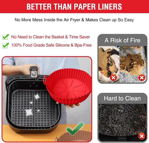 Silicone Air Fryer Liners for Ninja AF101 4QT AF141 5QT AF150 AF161 XL MAX 5.5QT for Ninja Foodi and Most 3-5 Quart Airfryers, Air Fryer Oven Microwave Accessories, Better than Disposable Paper Liner in Saudi Arabia