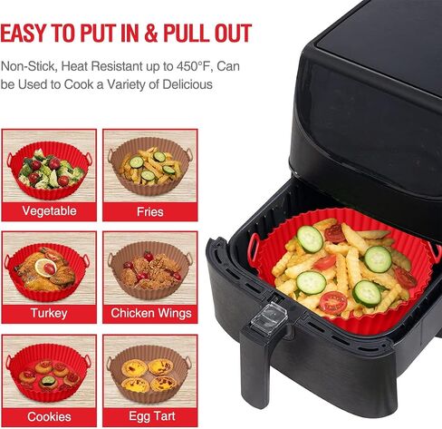 Silicone Air Fryer Liners for Ninja AF101 4QT AF141 5QT AF150 AF161 XL MAX 5.5QT for Ninja Foodi and Most 3-5 Quart Airfryers, Air Fryer Oven Microwave Accessories, Better than Disposable Paper Liner in Saudi Arabia