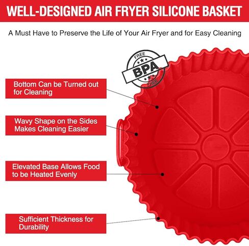 Silicone Air Fryer Liners for Ninja AF101 4QT AF141 5QT AF150 AF161 XL MAX 5.5QT for Ninja Foodi and Most 3-5 Quart Airfryers, Air Fryer Oven Microwave Accessories, Better than Disposable Paper Liner in Saudi Arabia