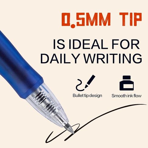 أقلام جل قابلة للسحب 12 لونًا من ديلي، قلم جل ذو نقطة دقيقة 0.5 مم، أحبار بألوان متنوعة، قبضة مريحة للرسم، كتابة اليوميات، تدوين الملاحظات واللوازم المدرسية in Kuwait