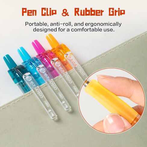 أقلام جل قابلة للسحب 12 لونًا من ديلي، قلم جل ذو نقطة دقيقة 0.5 مم، أحبار بألوان متنوعة، قبضة مريحة للرسم، كتابة اليوميات، تدوين الملاحظات واللوازم المدرسية in Kuwait