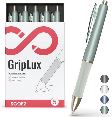قلم جل Sooez Griplux، أقلام حبر سوداء قابلة لإعادة الملء وقابلة للسحب، أقلام التهاب المفاصل ذات قبضة ناعمة للكتابة، أقلام كتابة ناعمة ذات نقاط دقيقة 0.7 مم، قلم كبير سريع الجفاف لليوميات، برميل أزرق in Saudi Arabia