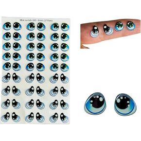 Ojitos Adhesivos 3D 3D Resin Adhesive or Self-Adhesive Eyes for All Types of Materials, Crafts, Decoration - 27 Pairs in Blue, 9mm Wide