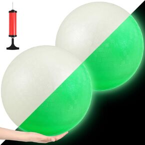 Hiboom 10 Inch Glow in The Dark Kickballs Dodgeballs Light up Playground Ball Bouncy Balls with Pump for Kids Adults Playground School Backyard Game Outdoor Glow in The Dark Games