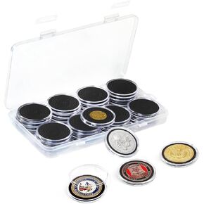 SPLF 100pcs Clear Plastic Coin Capsules, Coin Holder for Collectors, Coin Collection Case with Adjustable Gasket (20/25/30/35/40.6/46mm) for Silver Eagle Liberty Coin & JFK Half Dollar & Bitcoin More