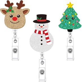 3 Pcs Nurse Badge Reel,Cute Nurse Badge Reels Retractable, Funny Glitter Pill Bandage Heart Badge Holder for Nurses Doctors Medical Assistant