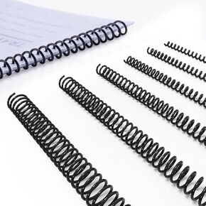 120 Pack Spiral Binding Coils Multi Size, 4:1 Pitch Plastic Binding Coils Kit, 6 Different Sizes Black Spirals 1/4", 5/16", 3/8", 1/2", 5/8", 3/4", Spiral Binding Spines for Letter Size