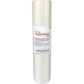 Superpunch Invisible No-Show Mesh Stabilizer, 1.5 oz Cutaway Stabilizer For Embroidery Machines-12 inch x 10 Yard Roll, SuperStable Lightweight Cut Away Machine Embroidery Backing, Made in USA (White)