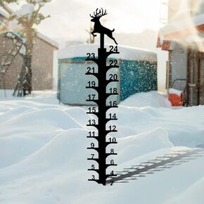 Outdoor Snow Gauge 24 Inch Iron Art Snow Gauge Detachable Christmas Snowflake Snowfall Measuring Gauge Handmade Snow Measuring Stick for Garden Yard Christmas Decoration Gift (A-Snowflake)