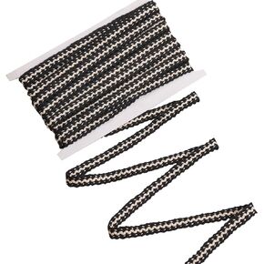 10 Yards 1/2 Inch Gimp Braid Trim Upholstery Cotton Metallic Woven Trimmings Black White Silver Braided Lace Edge Fabric Ribbon for Jewelry Making Crafts Sewing Curtain Cloth Hat Bags Supply