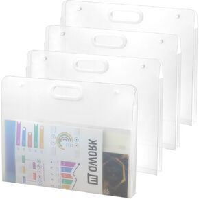 QWORK Art Portfolio Folder - 17x13 Inch, Water-Resistant Solid Stiff Material, 4 Pack Translucent Large Storage for Artwork, Diamond Painting, Posters and Classroom Supplies