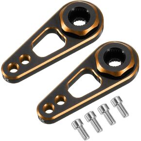 MECCANIXITY Aluminum Alloy 25T Steering Servo Double Hole Arm Horn Red for DIY RC Car/Boat/Airplane Boat Accessories 2 Pcs