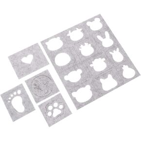 STOBOK 5pcs Wool Felt Mold Wool Applique Kits Needle Felt Template Woolen Felting Mold Applique Stencil Needle Felting Applique Mold Wool Felting Molds Love Model, 6.60X6.60X0.30CM, Grey