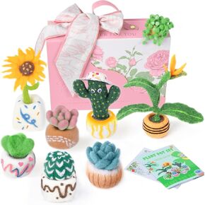 NFAMRZCAR Needle Felting Starter Kit,Needle Felting Kit Cute Plant Needle Felting Kit Wool Felting Kit Including Instructions and Felting Pad Felting Needles Wool Roving for Beginners