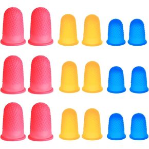 15PCS Rubber Finger Thimbles, 3 Sizes Colors Silicone Finger Tips Guard Cots Reusable Finger Protector Covers Finger Pads Grips for Paperwork Cutting Embroidery Carving Sorting