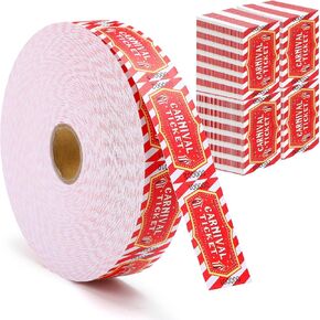Pasimy 1000 Pieces Carnival Tickets Roll Circus Raffle Tickets Carnival Theme Party Decorations for Party Favors Supplies Numbered Fundraiser Events Door Prizes Drinks(Red Yellow Color)