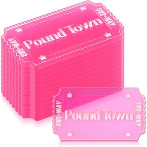 Yinkin 12 Pcs Pound Town Ticket Acrylic Ticket to Pound Town Sign for Romantic Relationship Wedding Anniversary Dates Valentine's Day Funny Him Her Men Husband Wife Partner Gifts