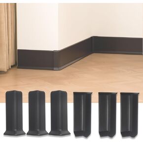 Baseboard Corner Blocks 4inch Height, Self Adhesive 3 Inside + 3 Outside Corners-Connector Between The Cove Base Wall Base Rubber Moulding Trim, Perfect Match for Our S100 Baseboard(White)