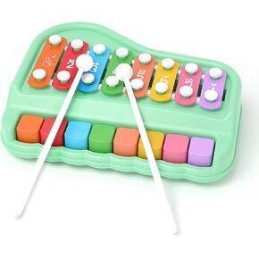 2 in 1 Baby Piano Xylophone for Toddlers 1-3 Years Old, 8 Multicolored Key Keyboard Baby Xylophone Piano, Preschool Educational Musical Learning Instruments Toy for Baby Kids Girls Boys