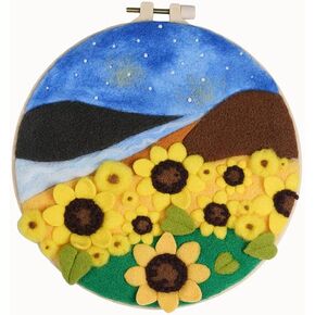 hi stone Needle Felting Kit Starter, Felting Kit for Beginners Adult and Kids,Felting Pad、Wool Roving, Instruction Manual, DIY Needle Felting (Sunflower)
