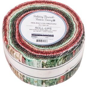Holiday Flourish Festive Finery Holiday Roll Up 44 2.5-inch Strips Robert Kaufman RU-1269-44, Assorted