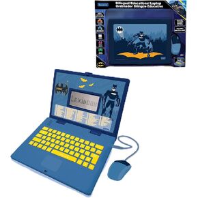 Lexibook, Batman, Bilingual Spanish/English Educational Computer, Toy for Children with 124 Activities, Writing, Maths, Logic, Music Activities and Games, Blue, JC598BATi2