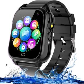 Kids Waterproof Smart Watch for Boys Girls Ages 3-12 Learning Toys with 26 Games Camera Video 1.44" Touchscreen Music Player Alarm Clock Flashlight Pedometer Toddler Watches Birthday Gifts