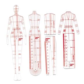 4 Pcs French Curve Template Ruler Set,Sewing Humanoid Patterns Design for Dressmaking, Tailoring, Fashion Designing, B