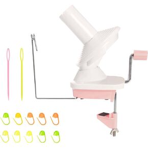 Yarn Ball Winder Pink Yarn Winder Hand Operated Ball Winder Yarn Cake Winder with Marking Button, Suture Needle Yarn Winder for Crocheting Knitting and Crochet Supplies