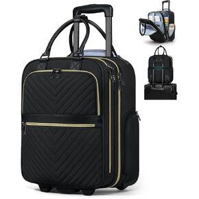 RAINSMORE Underseat Carry On Luggage, 16-inch Airline Approved Luggage with Wheels Lightweight Softside Underseater Travel Suitcases Durable Overnight Bag Rolling Carry-on Bag for Women Men,Black