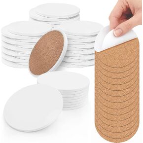 50 Pack Ceramic Tiles for Crafts Coasters, Round White Tiles Unglazed 4-Inches with Cork Backing Pads, for Alcohol Ink or Acrylic Pouring, DIY Make Your Own Coasters, Mosaics, Painting Projects