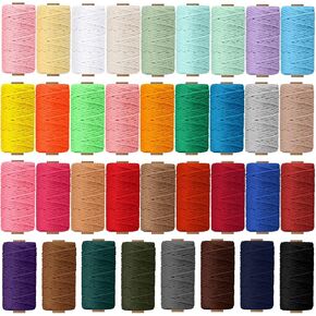 36 Rolls Macrame Cord 3 mm x 1188 Yards Natural Cotton Macrame Rope 4 Strand Twisted Soft Colored Macrame Supplies for DIY Crafts, Wall Hanging, Plant Hangers, Crafts, Knitting(Colorful)