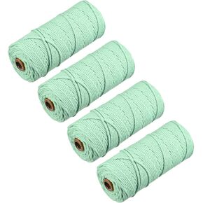 MECCANIXITY 4 Pcs Cotton Rope 4 Strand Twisted Braided Rope Cord, Brown Yellow 100m/109 Yard 3mm Dia for Wall Hanging, Plant Hanger, Knitting, Macrame Knotting
