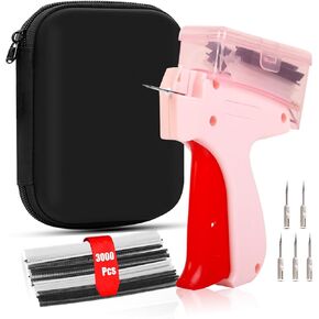 Stitch Gun for Clothes, Tagging Gun Quick Clothing Fixer - Micro Hemming Sewing Fastener Tool Kit Includes EVA Travel Case, 3000 Fasteners, 6 Needles, Mini Stitch Tagging Gun for Home (Pink)