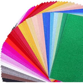 Glitter Colored Cardstock Bulk 150 sheets, 8.5" x 11" Cardstock Sparkly Paper 25 Assorted Colors Construction Paper,250 GSM Card Stock Printer Paper Scrapbooking Supplies for Diy Crafts Card Making