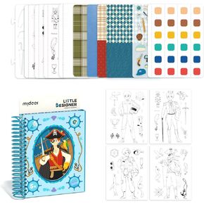 MiDeer Fashion Design Sketchbook with Watercolor Painting, Princess Dress-up Activity Book with Stencils and Stickers, Fashion Designer Kits for Kids 5 6 7 (Little Designer Magic Club)