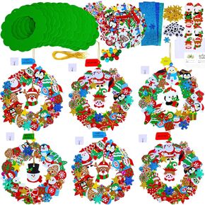 Winlyn 12 مجموعات عيد الميلاد الحرفية مجموعات عطلة الحرف DIY عيد الميلاد إكليل الحلي الزينة الفن مجموعات عيد الميلاد رجال الثلج ندفة الثلج احتفالية الشتاء رغوة ملصقات الفنون والحرف اليدوية للأطفال أنشطة الفصول الدراسية