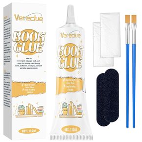 Book Glue, Dries Clear Book Binding Glue, Flexible Bookbinding Glue, Strong Book Glue Binding Repair, Paper Glue for Bookbinding and Book Repair, Scrapbooking, Paper Crafts, Collages (110ml)