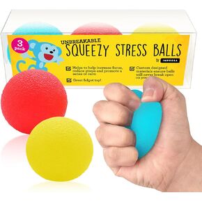 Squishy Stress Balls from The Original Monkey Noodle - 3 Pack - Sensory Toys for Kids with Unique Needs - Fosters Creativity, Focus, and Fun - Great for Classrooms, Home, and Playtime (3 Colors)