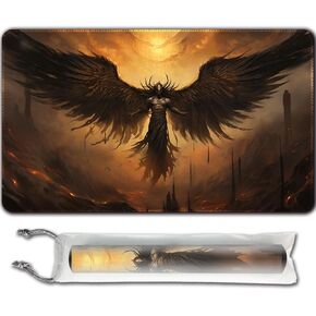 Playmat Board Game MTG Duel Playmat Trading Card 23.6 x 13.8in Game Mat Stitching Edges Compatible for TCG CCG RPG OCG with Card Zones + Including Storage Bags (Black Crowes,No Zone)