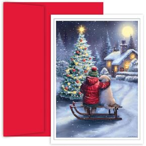 Holiday Brights Collection 16-Count Boxed Christmas Cards with Envelopes, 7.8" x 5.6", Marshmallow Snowman (910000)