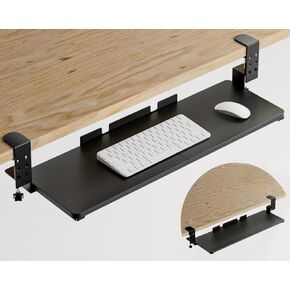 Large Keyboard Tray Under Desk, Adjustable Keyboard Tray with C-Clamp Hardware 29.5″ W x 9.5″ D Slide Out Computer Keyboard & Mouse Tray for Typing Home Office Black