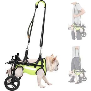 Adjustable Dog Wheelchair for Back Legs, fit Small/Medium Dogs - Includes High-Visibility Vest, Leash & Sling Lift, for Paralyzed, Injured, or Disabled Dogs