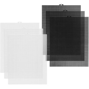 6 Pcs 7 Count Plastic Mesh Canvas Sheets, 13.2" x10.2" Plastic Canvas for Therian Mask Eyes, Embroidery, Acrylic Yarn Crafting, Knit and Crochet Projects (3 Black, 3 White)